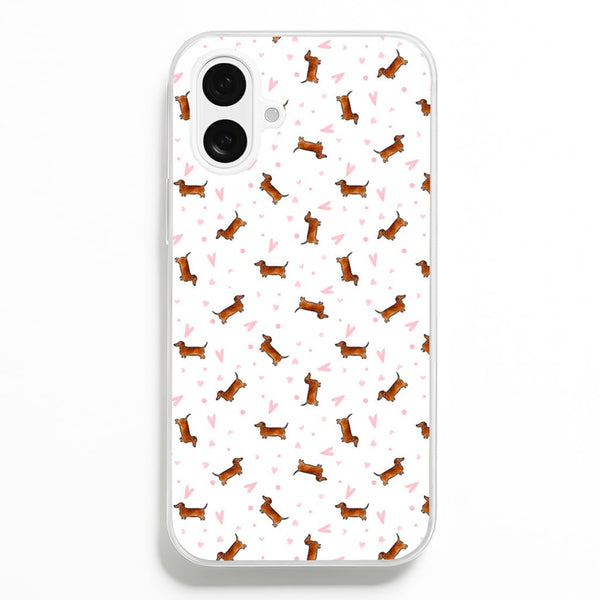Dachshund Pattern - White Phone Case
