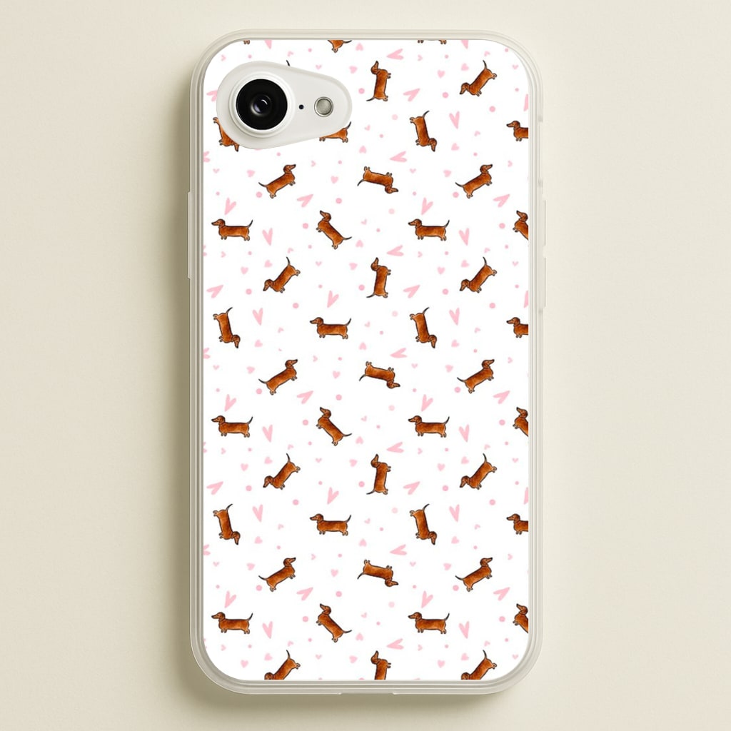 Dachshund Pattern - White - Phone Case for iPhone 16e