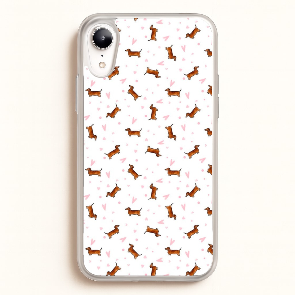 Dachshund Pattern - White - Phone Case for iPhone XR