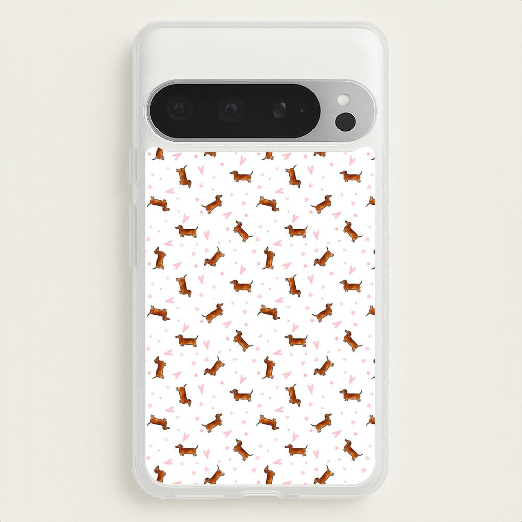 Dachshund Pattern - White - Phone Case for Google Pixel 9 Pro XL