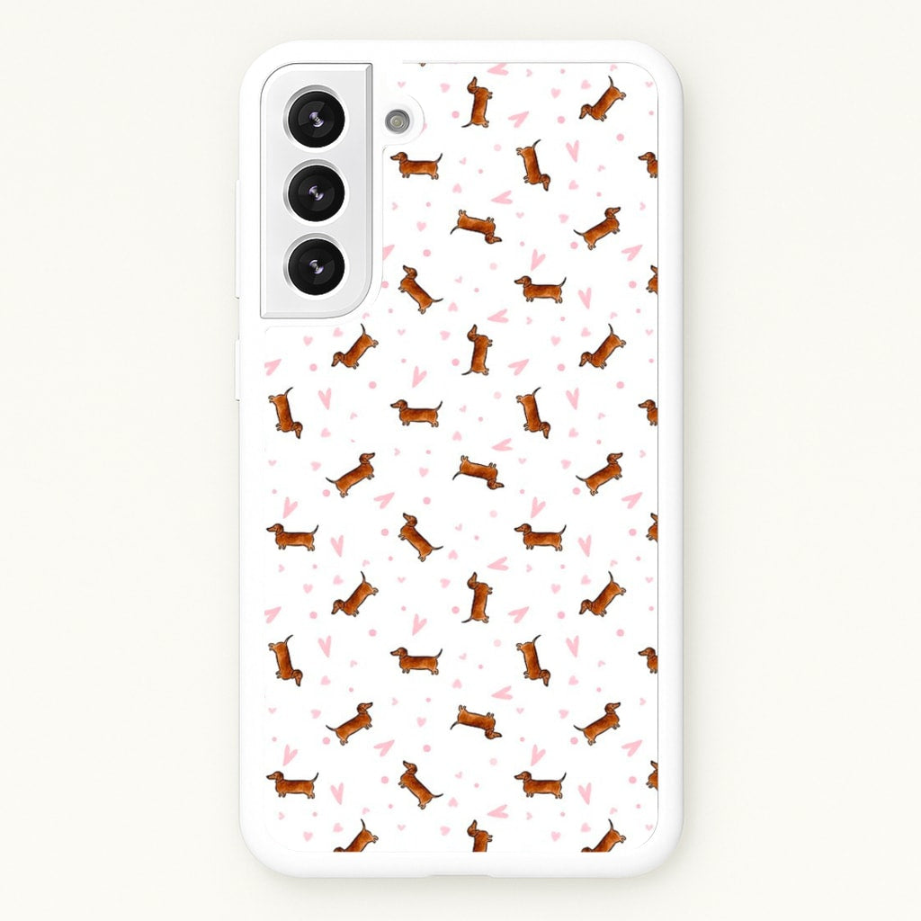 Dachshund Pattern - White - Phone Case for Galaxy S22 Plus