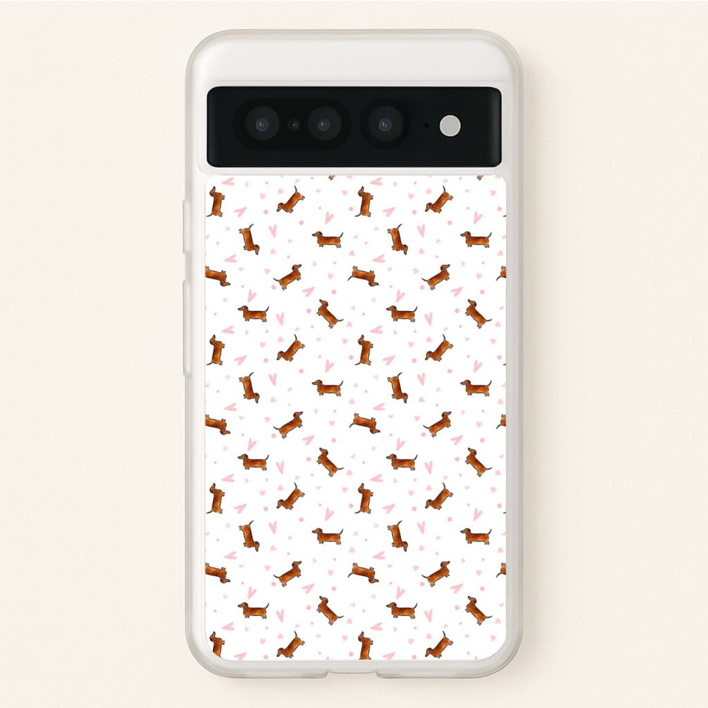 Dachshund Pattern - White - Phone Case for Google Pixel 7 Pro
