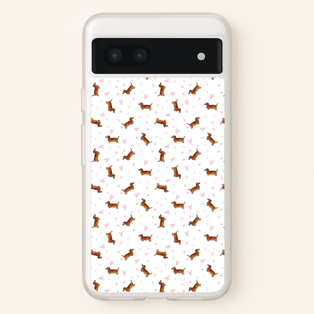 Dachshund Pattern - White - Phone Case for Google Pixel 7a