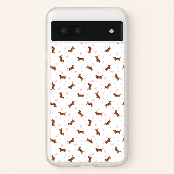 Dachshund Pattern - White - Phone Case for Google Pixel 7a