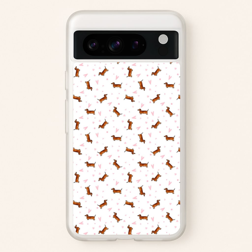 Dachshund Pattern - White - Phone Case for Google Pixel 8 Pro