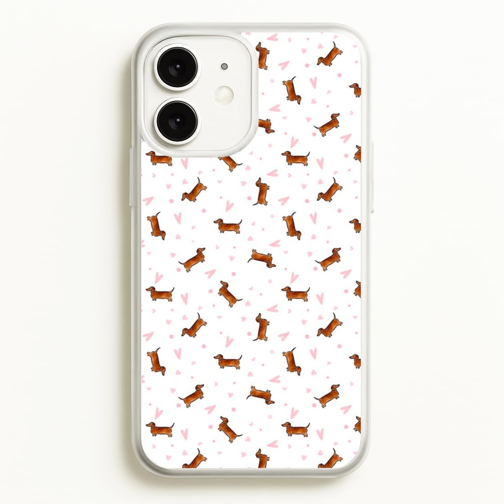 Dachshund Pattern - White - Phone Case for iPhone 11