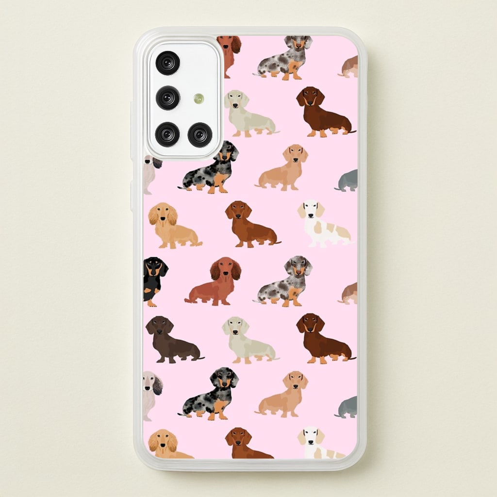 Dachshund Breed Pattern - Phone Case for Galaxy A71