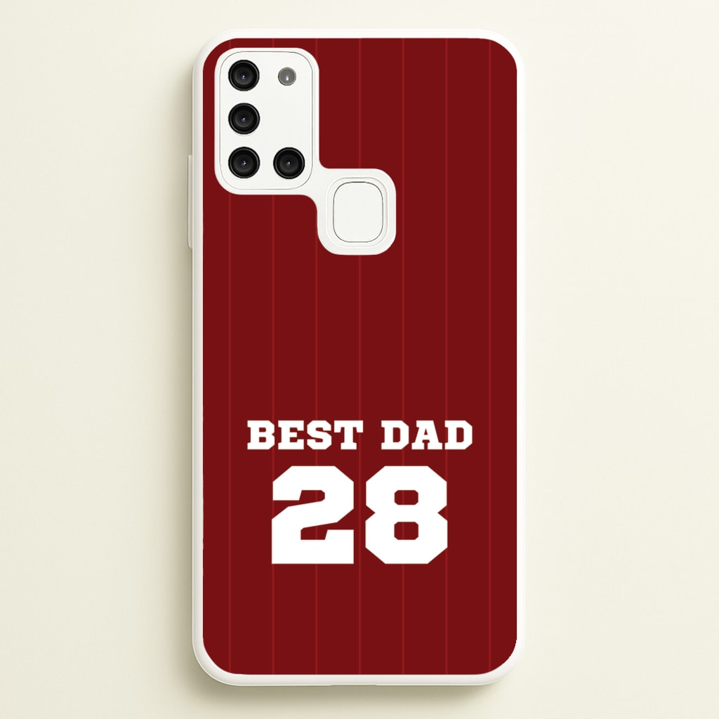 Best Dad Football Stripes Personalised - Father's Day Phone Case for Galaxy A21s