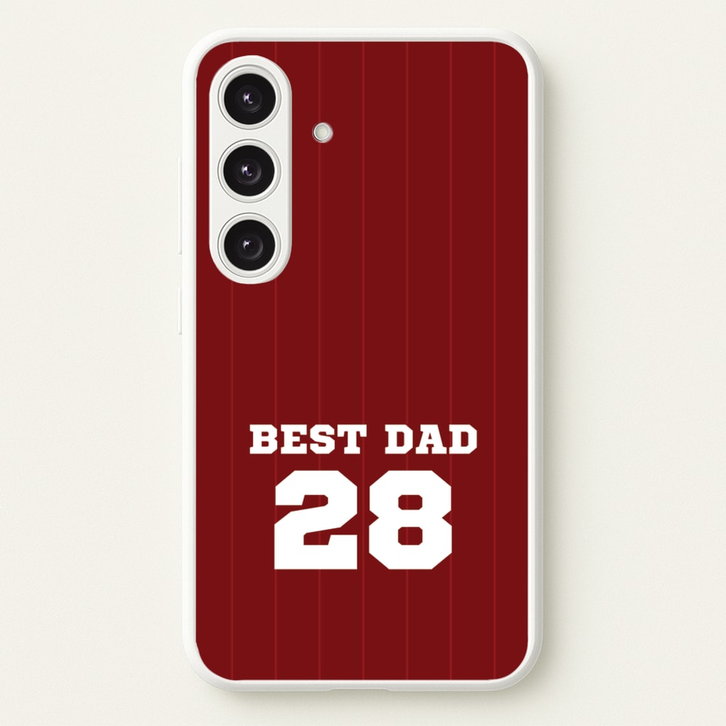 Best Dad Football Stripes Personalised - Father's Day Phone Case for Galaxy S25