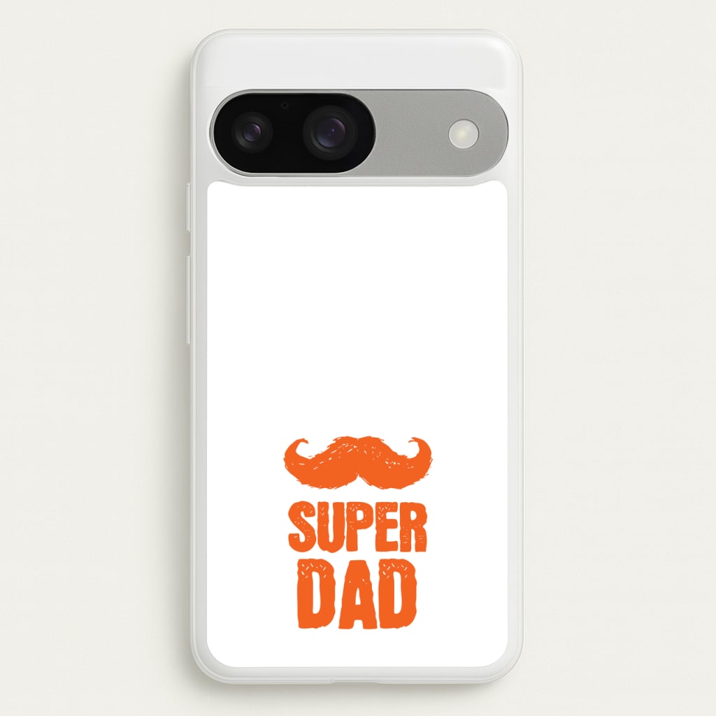 Moustache Super Dad Orange - Father's Day Phone Case for Google Pixel 9 / 9 Pro
