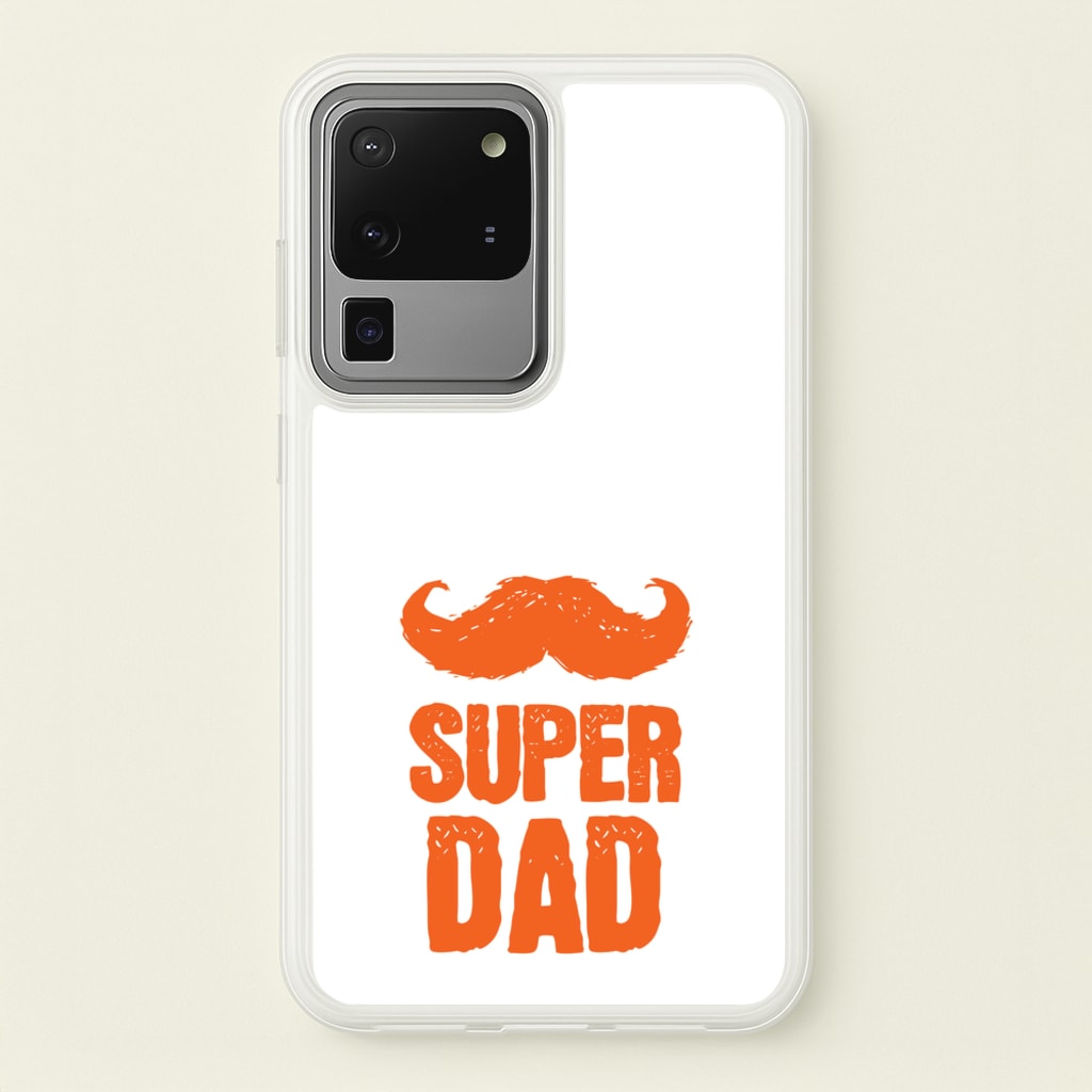 Moustache Super Dad Orange - Father's Day Phone Case for Galaxy S20 Ultra