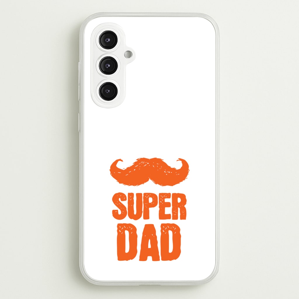 Moustache Super Dad Orange - Father's Day Phone Case for Galaxy S23FE