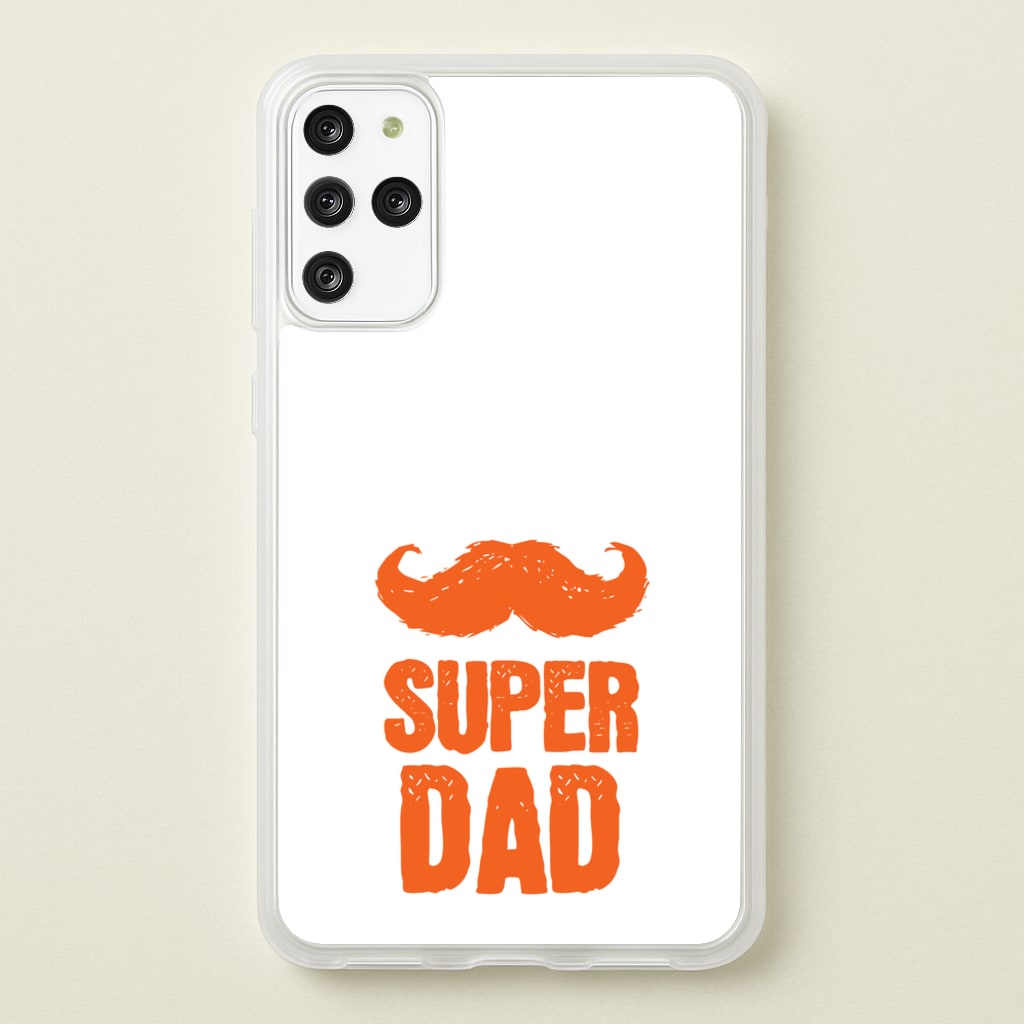 Moustache Super Dad Orange - Father's Day Phone Case for Galaxy S20 Plus