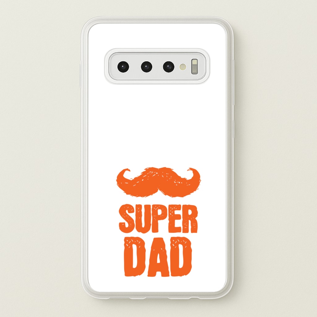 Moustache Super Dad Orange - Father's Day Phone Case for Galaxy S10 Plus