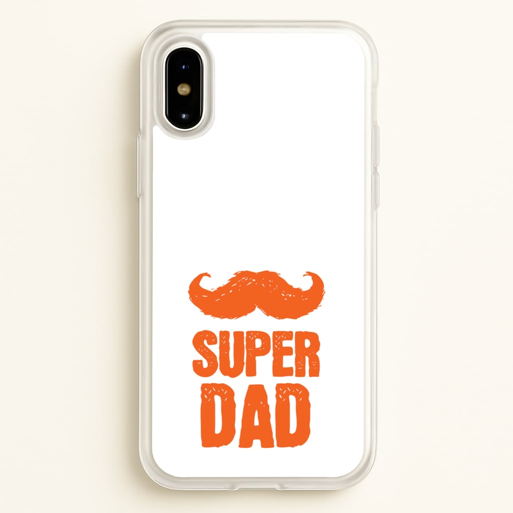 Moustache Super Dad Orange - Father's Day Phone Case for iPhone X / XS
