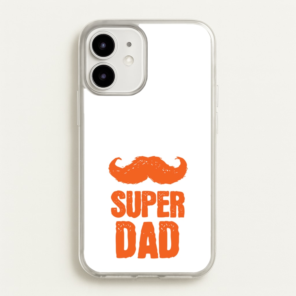 Moustache Super Dad Orange - Father's Day Phone Case for iPhone 12 / 12 Pro