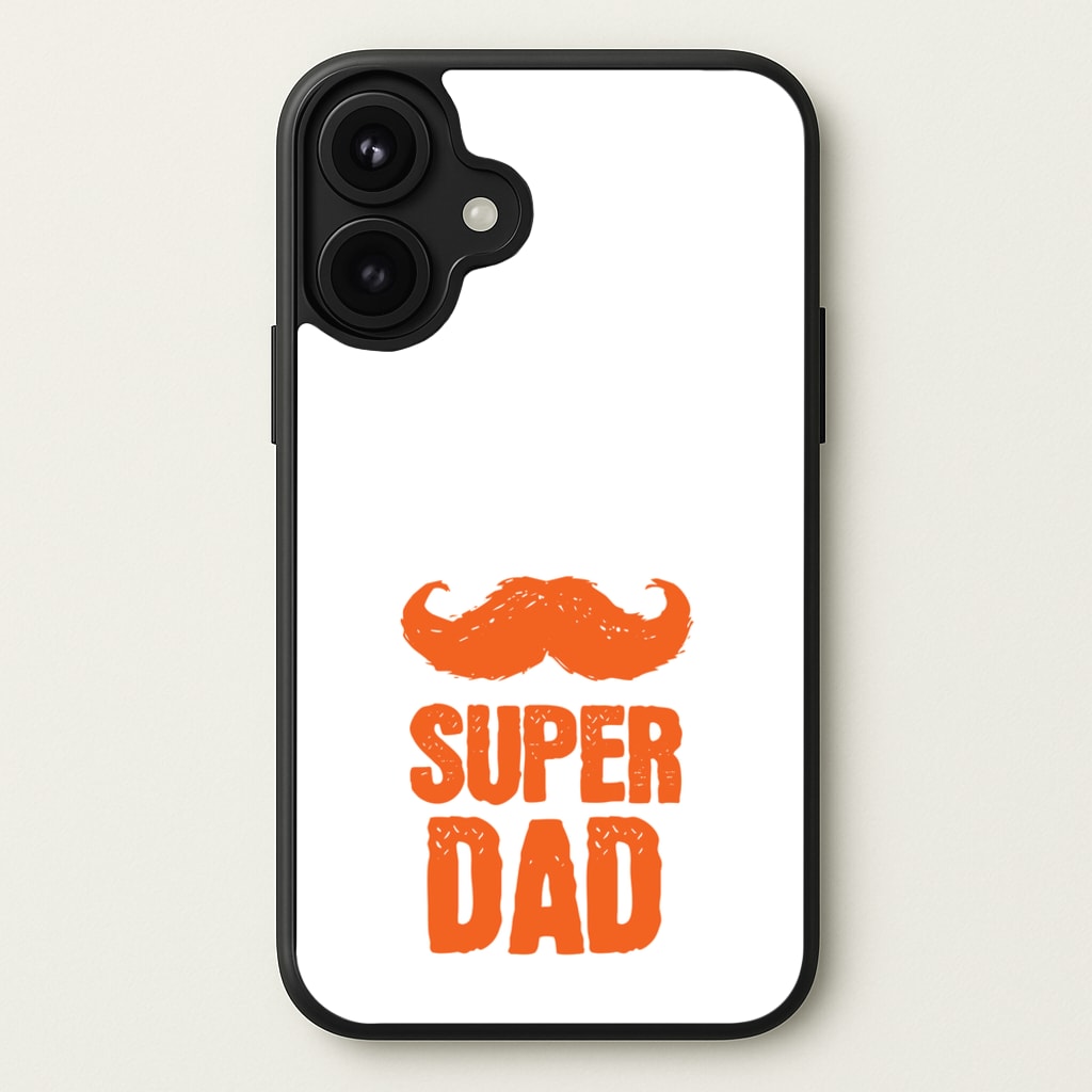Moustache Super Dad Orange Phone Case for iPhone 17