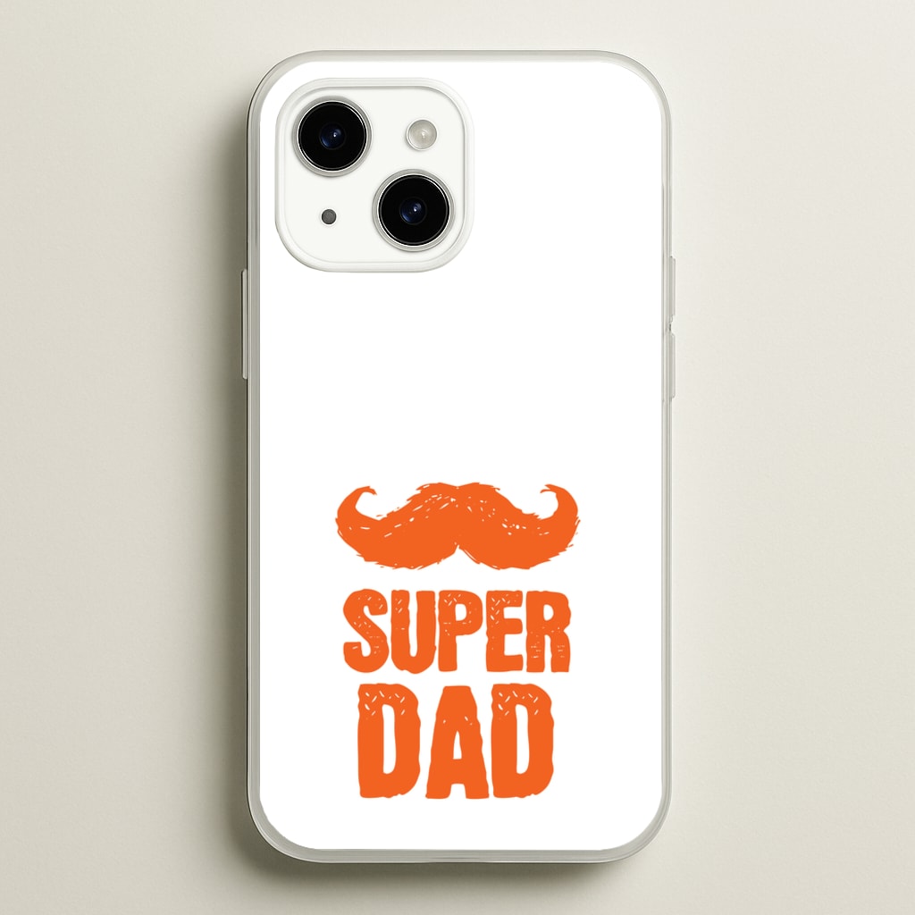 Moustache Super Dad Orange - Father's Day Phone Case for iPhone 14