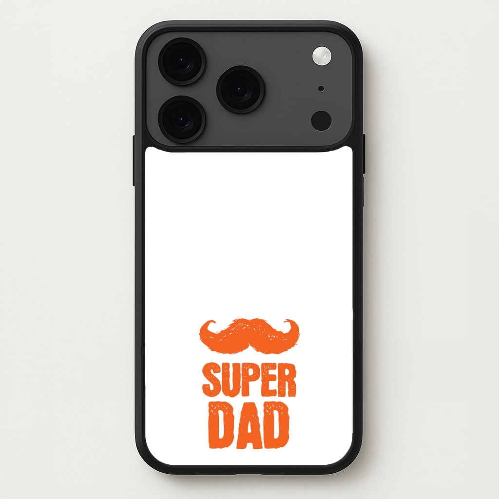 Moustache Super Dad Orange Phone Case for iPhone 17 Pro Max