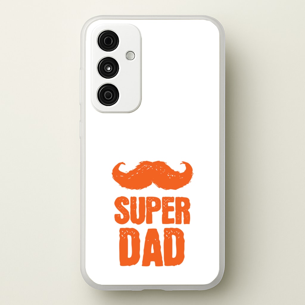 Moustache Super Dad Orange - Father's Day Phone Case for Galaxy A55