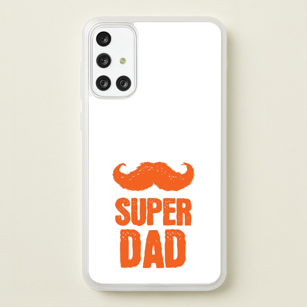 Moustache Super Dad Orange - Father's Day Phone Case for Galaxy A71