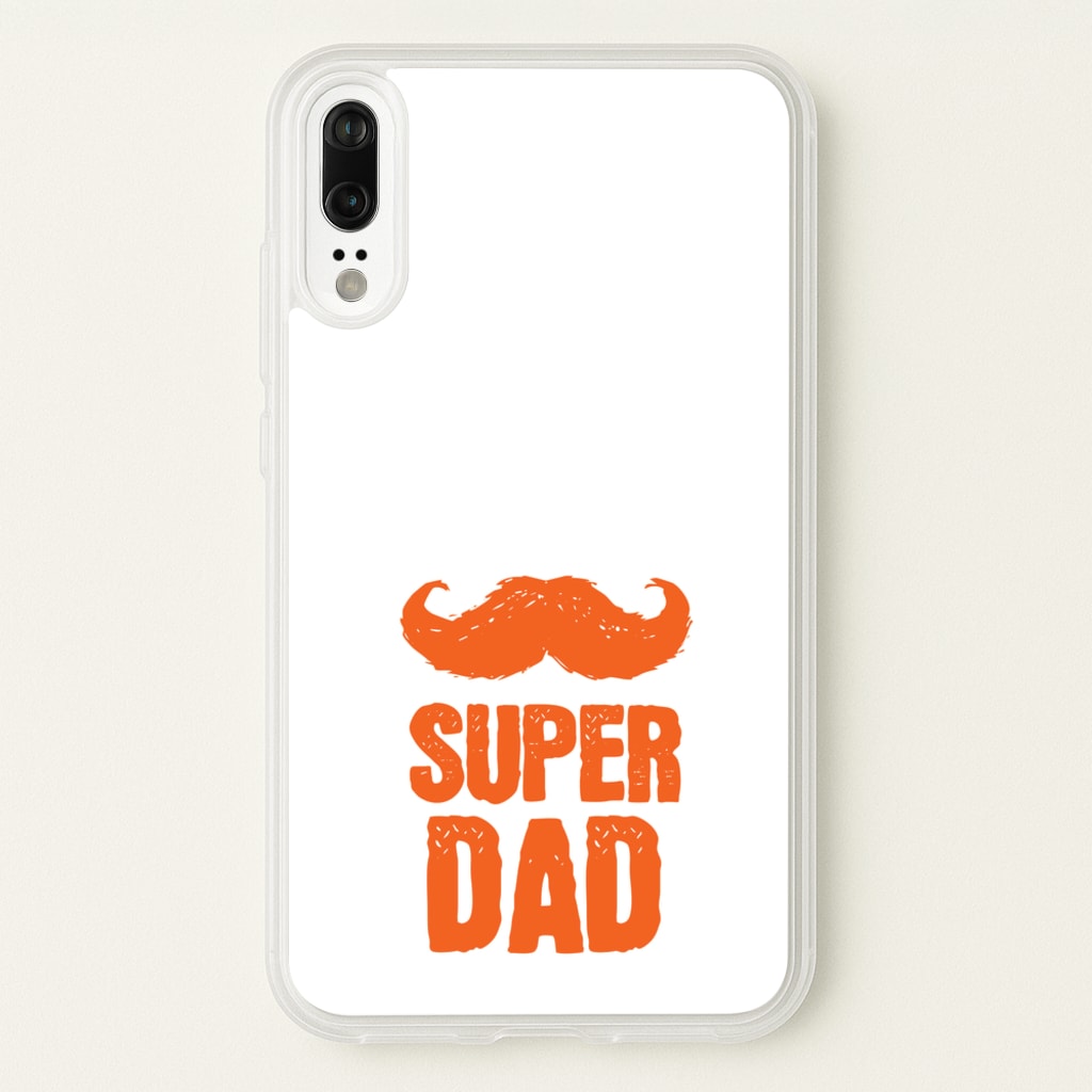 Moustache Super Dad Orange - Father's Day Phone Case for Huawei P20