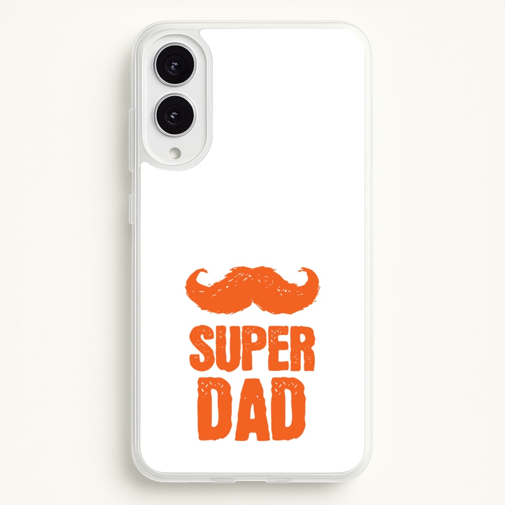 Moustache Super Dad Orange - Father's Day Phone Case for Galaxy S25 Edge