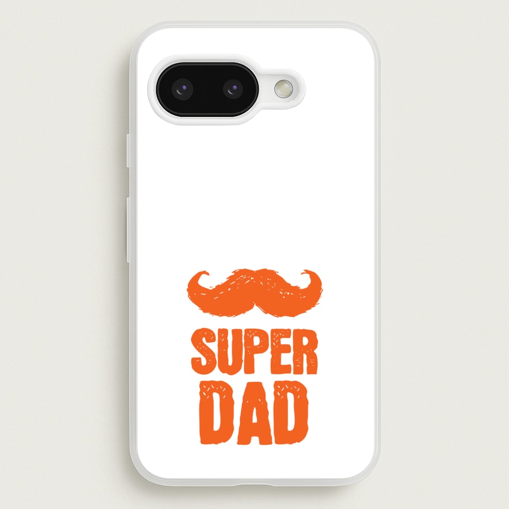 Moustache Super Dad Orange - Father's Day Phone Case for Google Pixel 9a