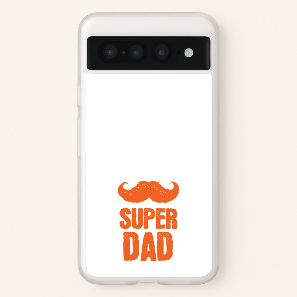Moustache Super Dad Orange - Father's Day Phone Case for Google Pixel 7 Pro