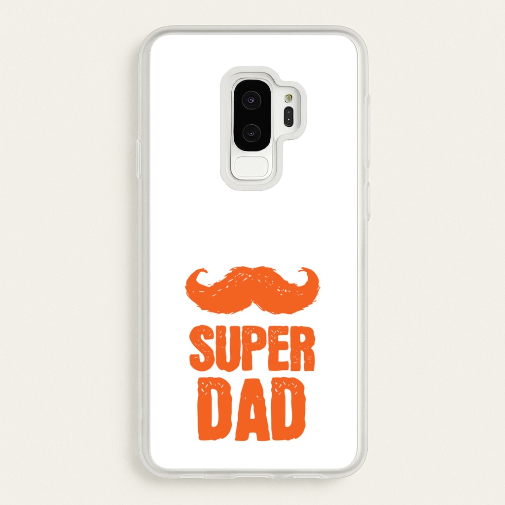 Moustache Super Dad Orange - Father's Day Phone Case for Galaxy S9 Plus