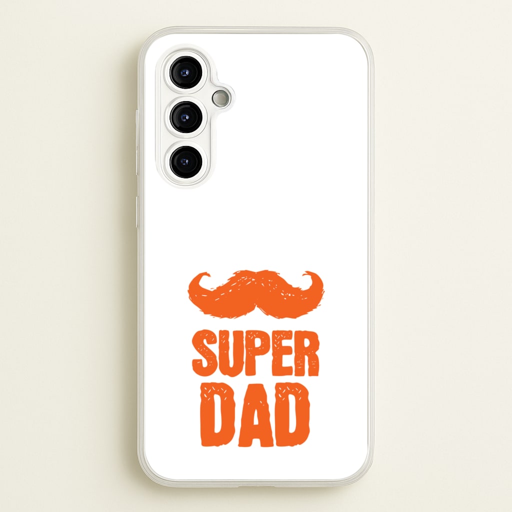 Moustache Super Dad Orange - Father's Day Phone Case for Galaxy A54