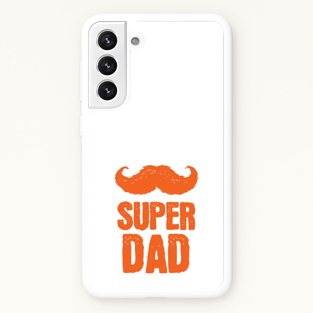 Moustache Super Dad Orange - Father's Day Phone Case for Galaxy S22 Plus
