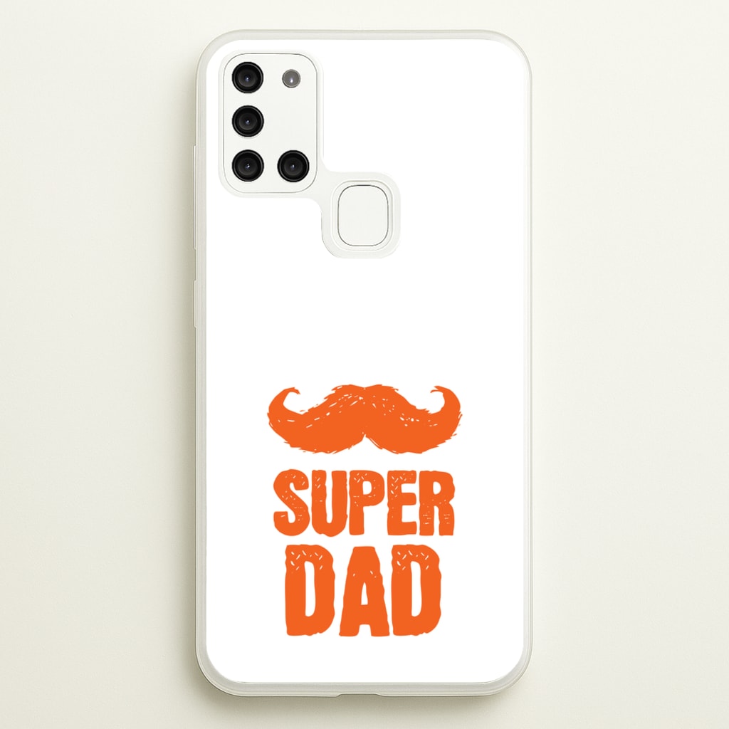 Moustache Super Dad Orange - Father's Day Phone Case for Galaxy A21s