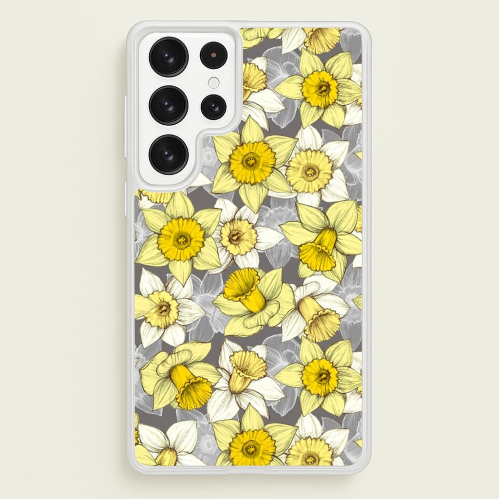 Daffodil Daze - Spring Pattern - Floral Phone Case for Galaxy S22 Ultra