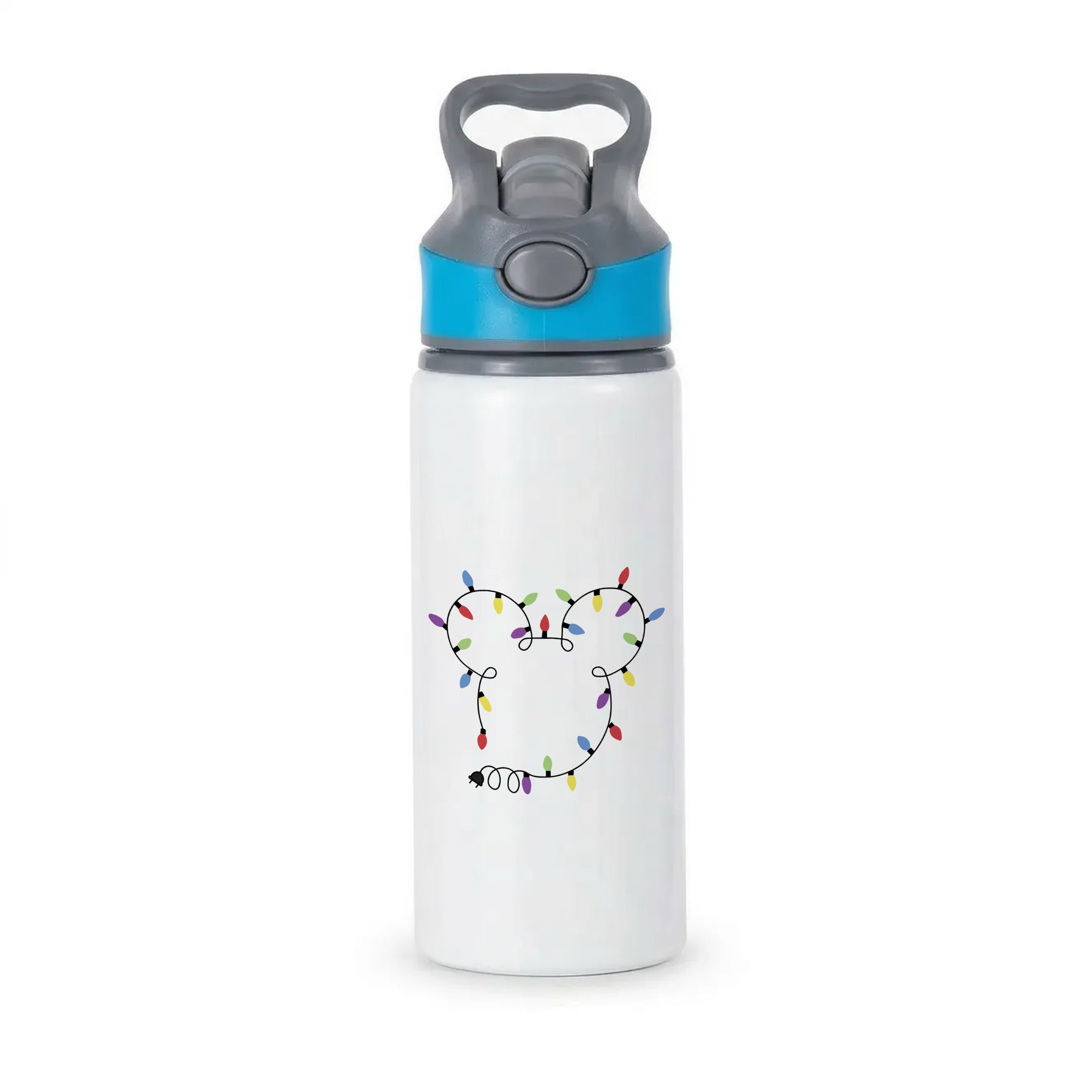Mouse Christmas Lights Christmas Active Water Bottle - Blue