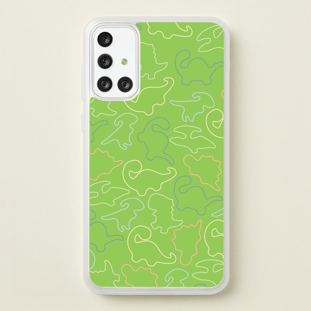 Outline Pattern - Dinosaurs - Dinosaurs Phone Case for Galaxy A71