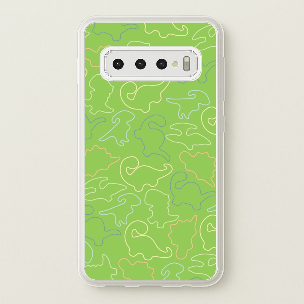 Outline Pattern - Dinosaurs - Dinosaurs Phone Case for Galaxy S10 Plus