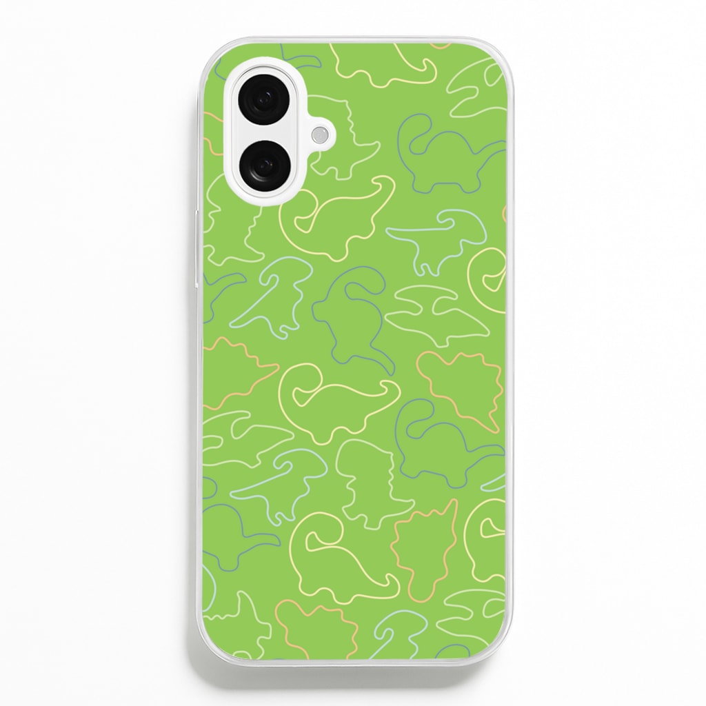 Outline Pattern - Dinosaurs - Dinosaurs Phone Case for iPhone 16 Plus