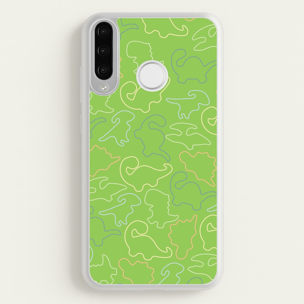 Outline Pattern - Dinosaurs - Dinosaurs Phone Case for Huawei P30 Lite