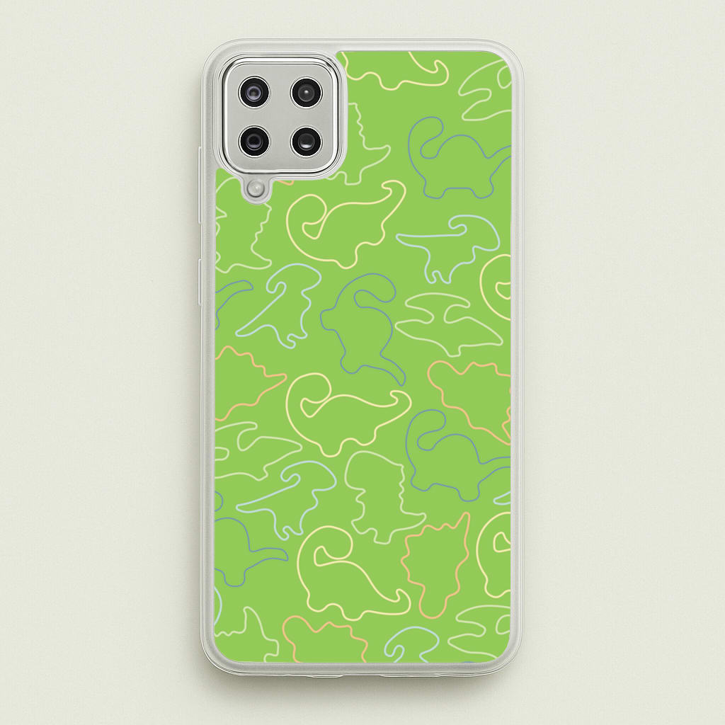 Outline Pattern - Dinosaurs - Dinosaurs Phone Case for Galaxy A12
