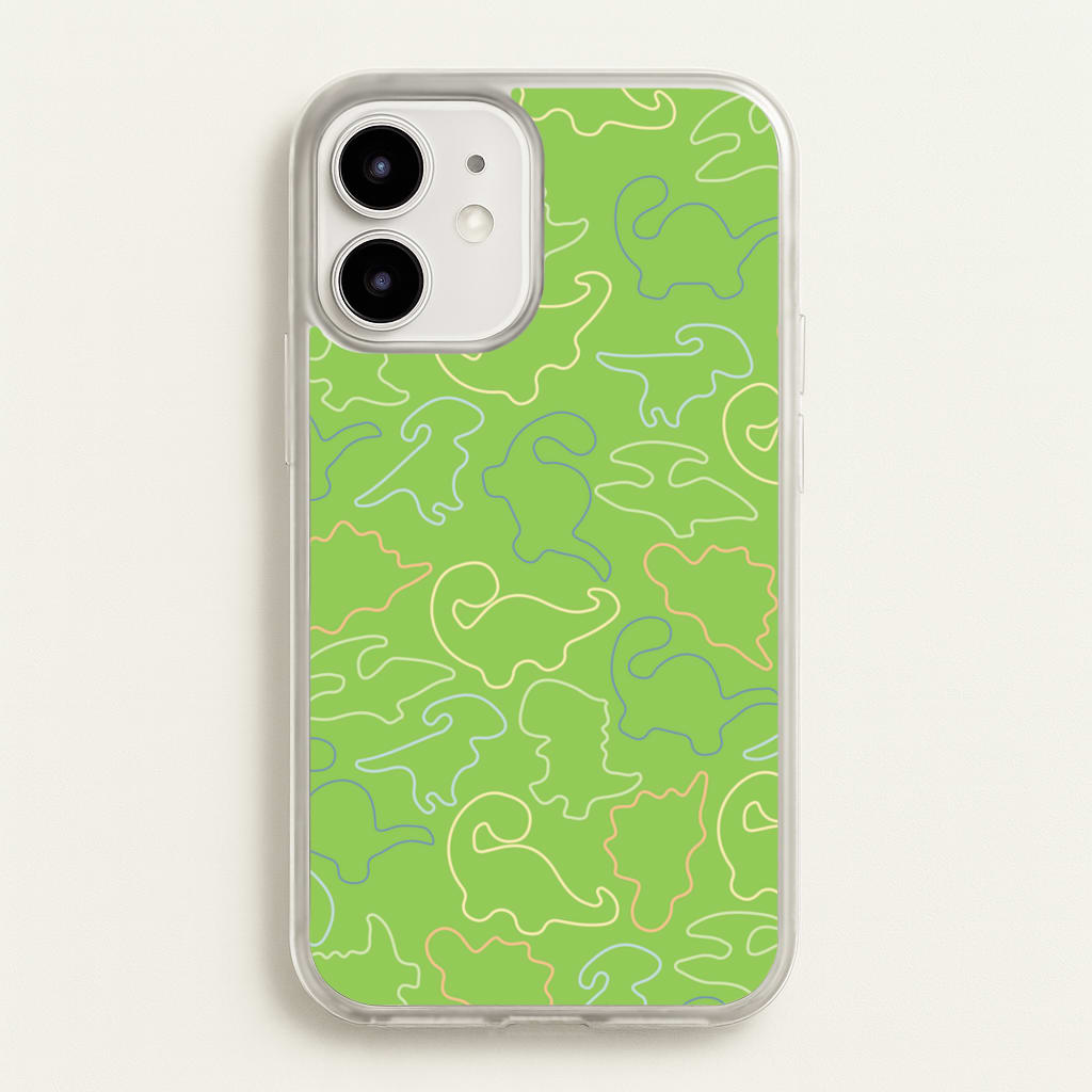 Outline Pattern - Dinosaurs - Dinosaurs Phone Case for iPhone 12 / 12 Pro