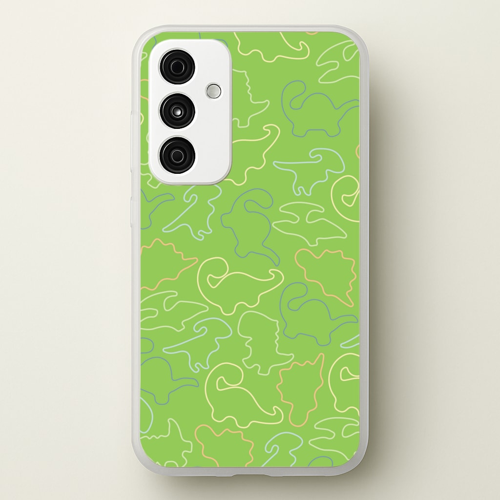 Outline Pattern - Dinosaurs - Dinosaurs Phone Case for Galaxy A35