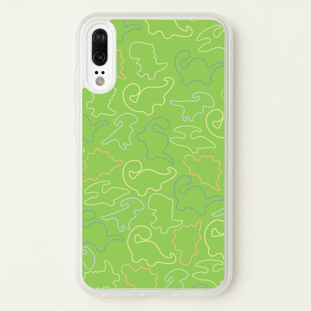 Outline Pattern - Dinosaurs - Dinosaurs Phone Case for Huawei P20