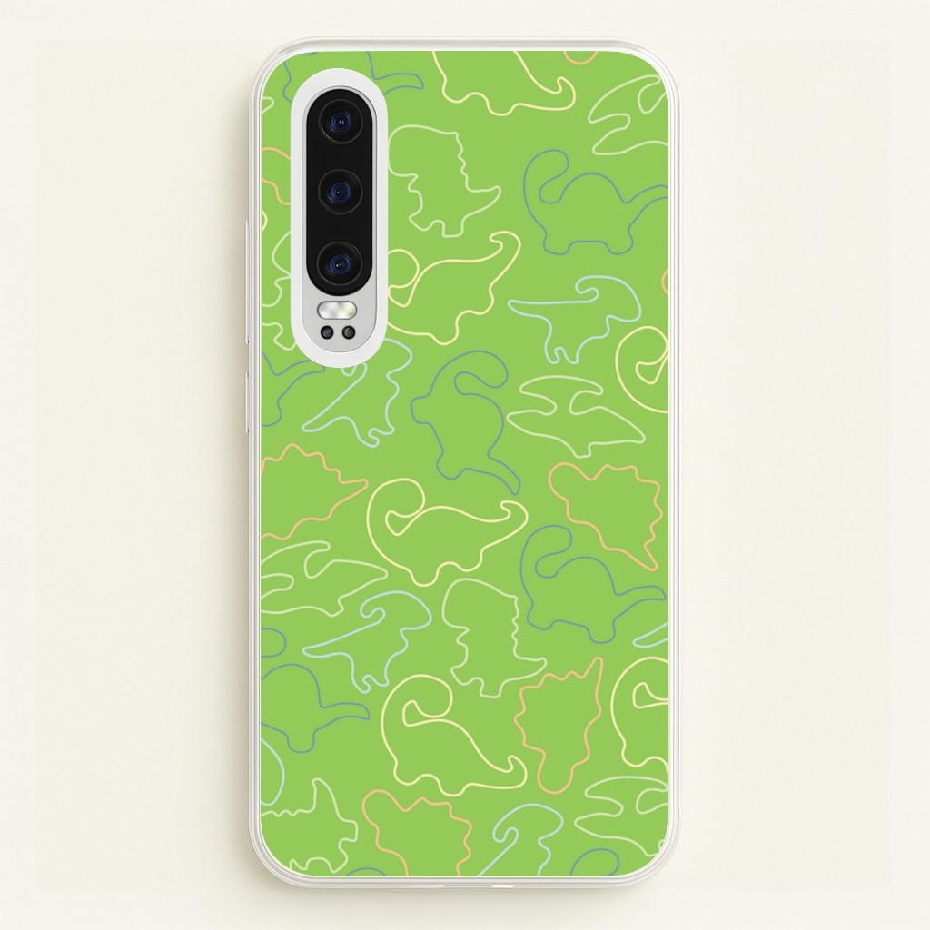 Outline Pattern - Dinosaurs - Dinosaurs Phone Case for Huawei P30