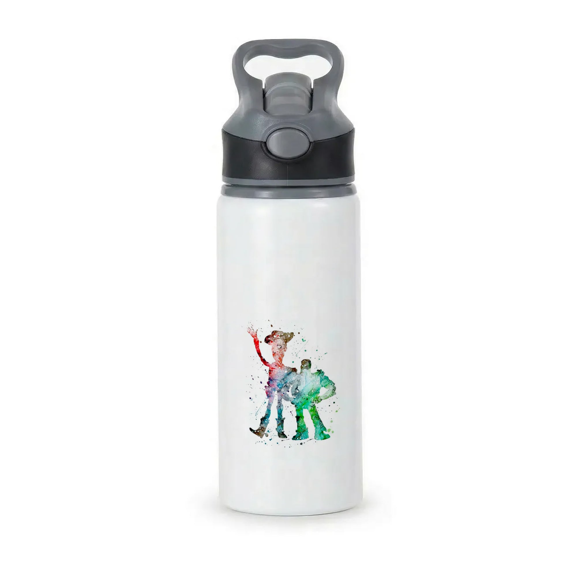 Watercolour Woody & Buzz A Story of Toys Fairytale Active Water Bottle - Black