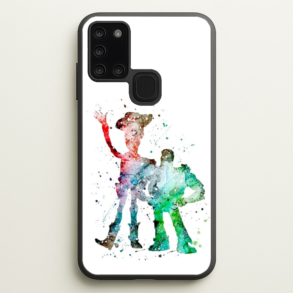 Watercolour Woody & Buzz A Story of Toys Fairytale - Disney Phone Case for Galaxy A21s