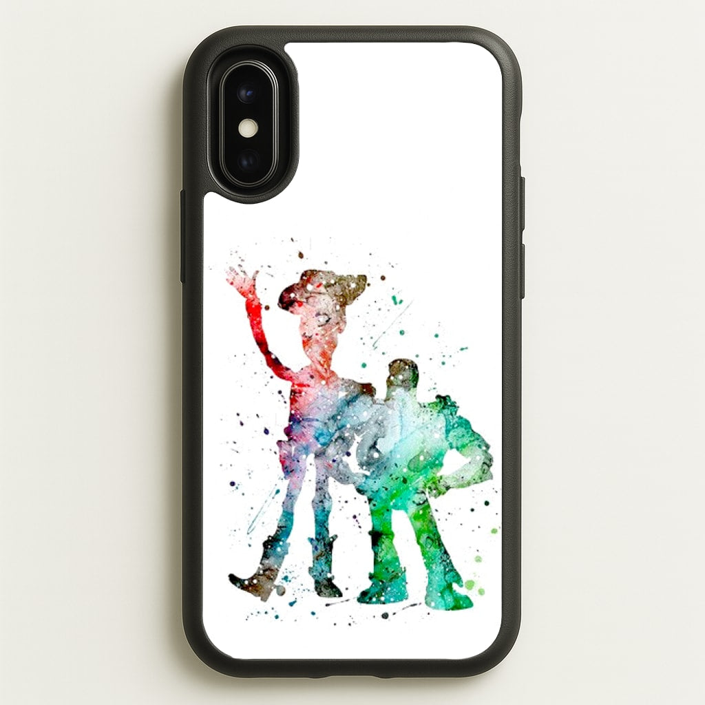 Watercolour Woody & Buzz A Story of Toys Fairytale - Disney Phone Case for iPhone X / XS