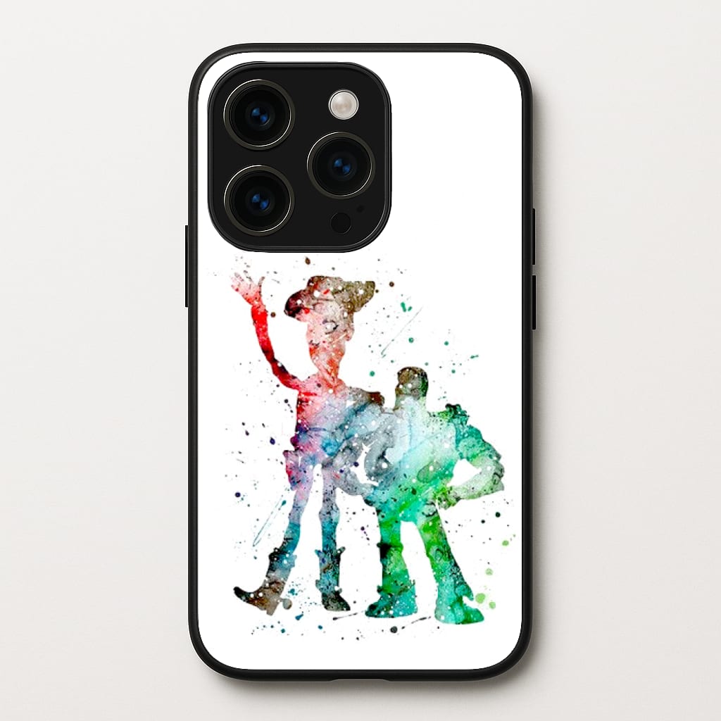 Watercolour Woody & Buzz A Story of Toys Fairytale - Disney Phone Case for iPhone 15 Pro