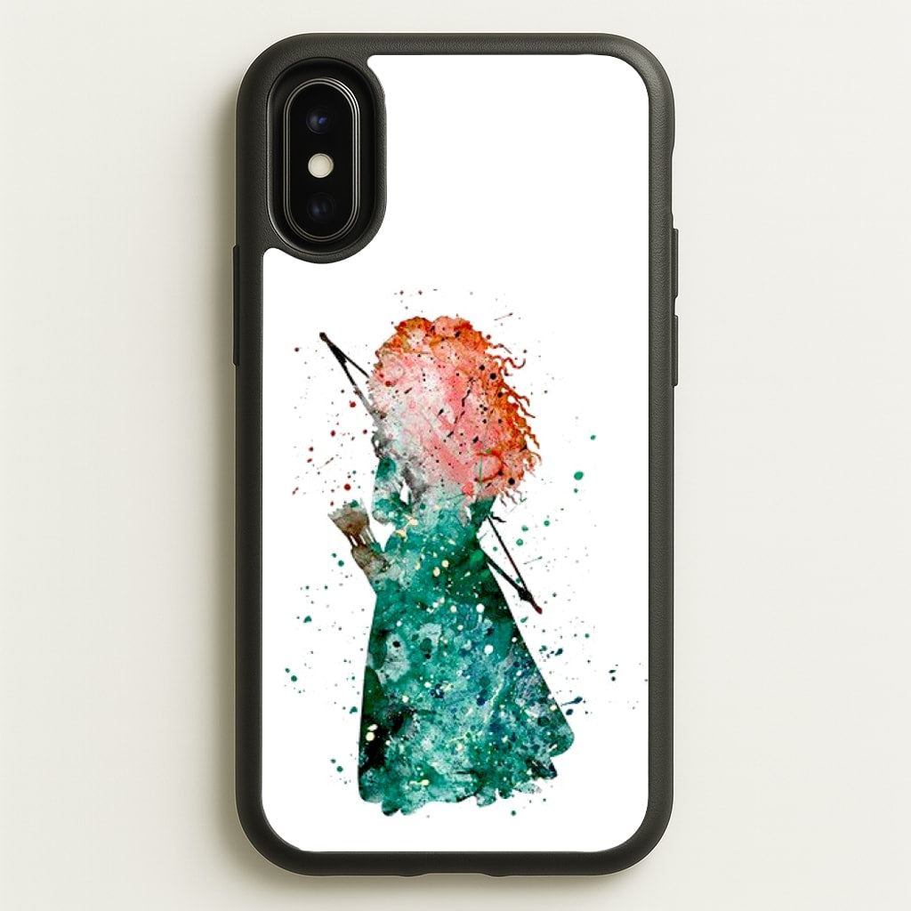 Watercolour Princess Merida Brave Fairytale - Disney Phone Case for iPhone X / XS