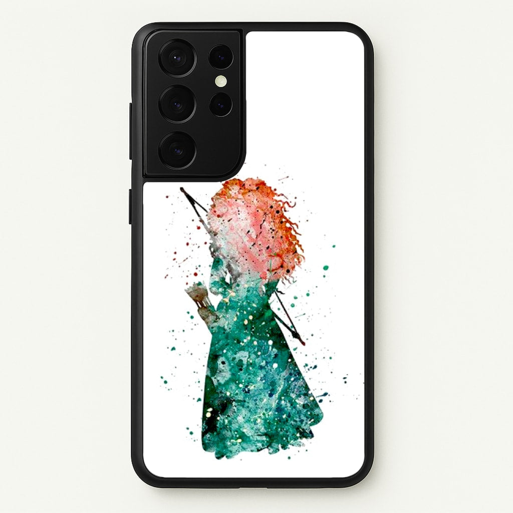 Watercolour Princess Merida Brave Fairytale - Disney Phone Case for Galaxy S21 Ultra